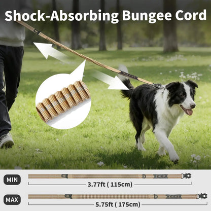 【Furlyn】Tactical Dog Leash Heavy Duty, 4-6FT Shock Absorbing Bungee Lead with 2 Padded Handle, Metal Carabiner Clip, Car Seatbelt, Strong No Pull Leash for Medium Large X-Large Dogs