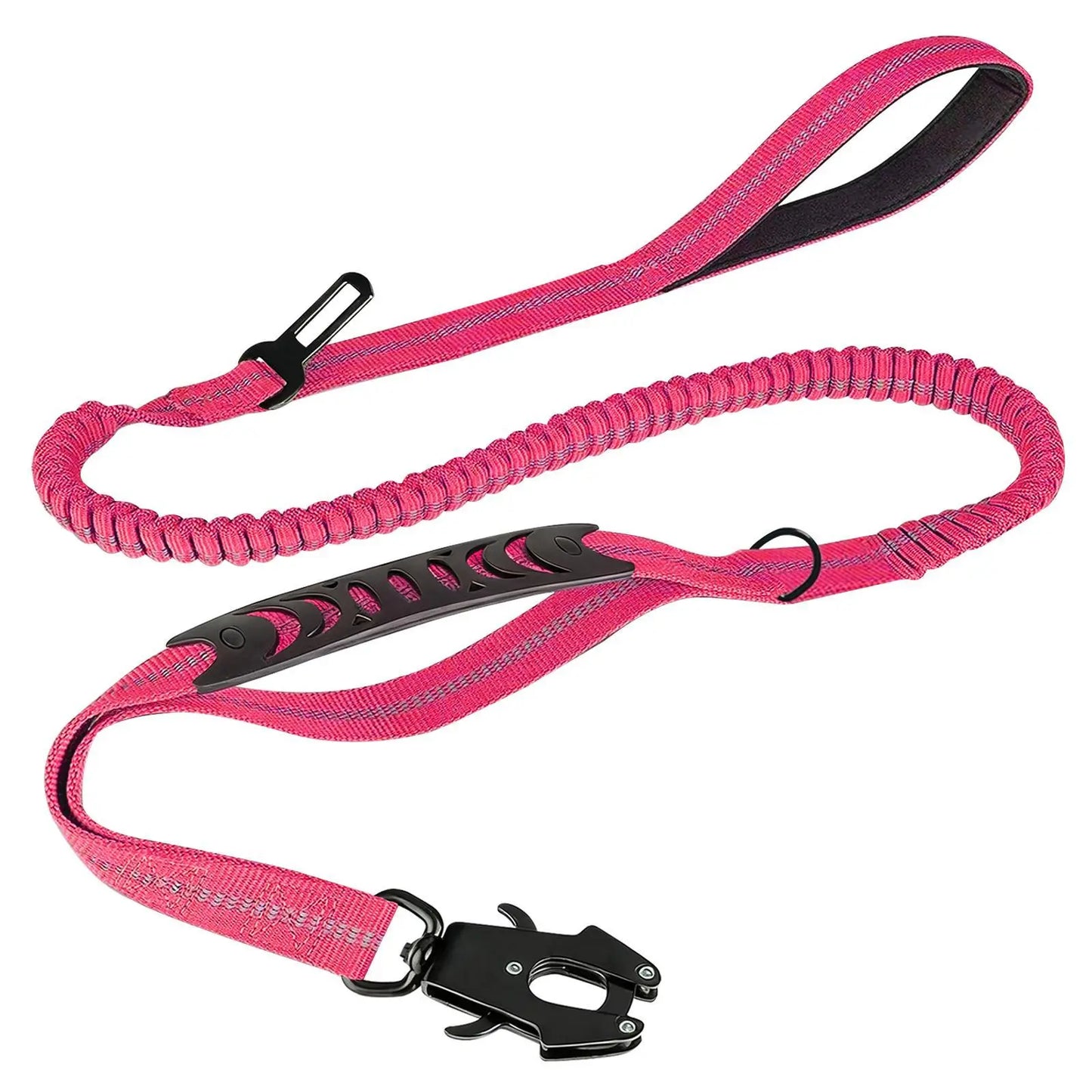 【Furlyn】Tactical Dog Leash Heavy Duty, 4-6FT Shock Absorbing Bungee Lead with 2 Padded Handle, Metal Carabiner Clip, Car Seatbelt, Strong No Pull Leash for Medium Large X-Large Dogs