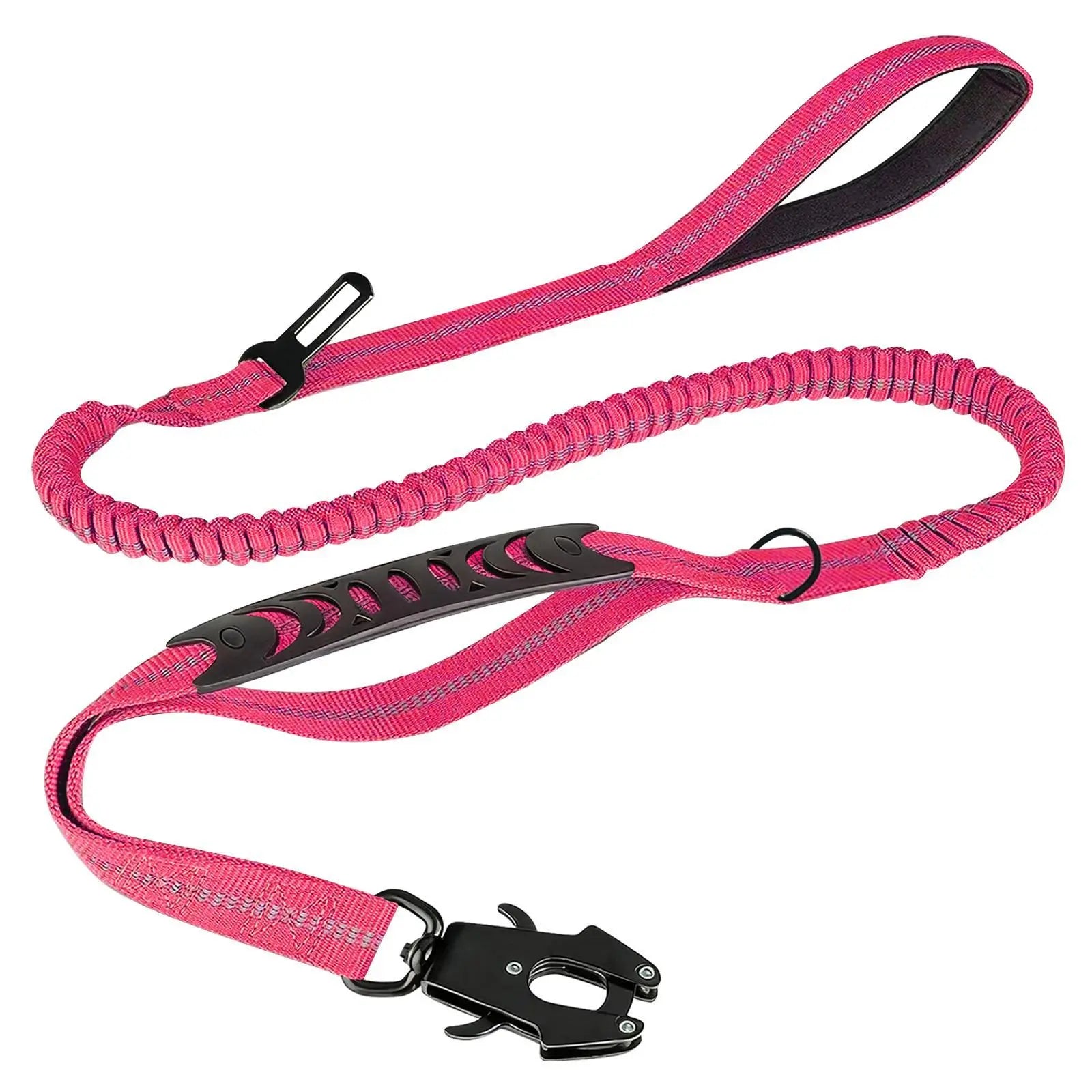 【Furlyn】Tactical Dog Leash Heavy Duty, 4-6FT Shock Absorbing Bungee Lead with 2 Padded Handle, Metal Carabiner Clip, Car Seatbelt, Strong No Pull Leash for Medium Large X-Large Dogs
