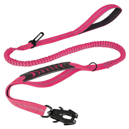 【Furlyn】Tactical Dog Leash Heavy Duty, 4-6FT Shock Absorbing Bungee Lead with 2 Padded Handle, Metal Carabiner Clip, Car Seatbelt, Strong No Pull Leash for Medium Large X-Large Dogs