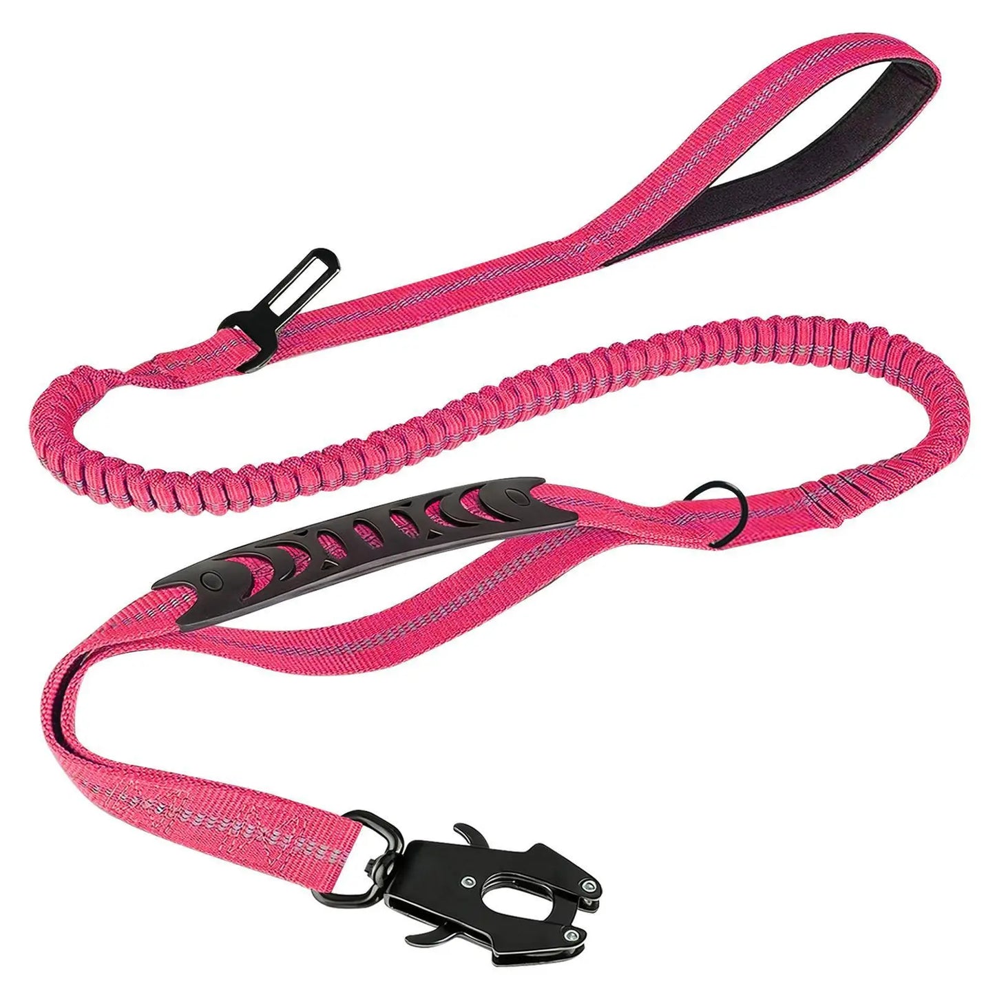【Furlyn】Tactical Dog Leash Heavy Duty, 4-6FT Shock Absorbing Bungee Lead with 2 Padded Handle, Metal Carabiner Clip, Car Seatbelt, Strong No Pull Leash for Medium Large X-Large Dogs