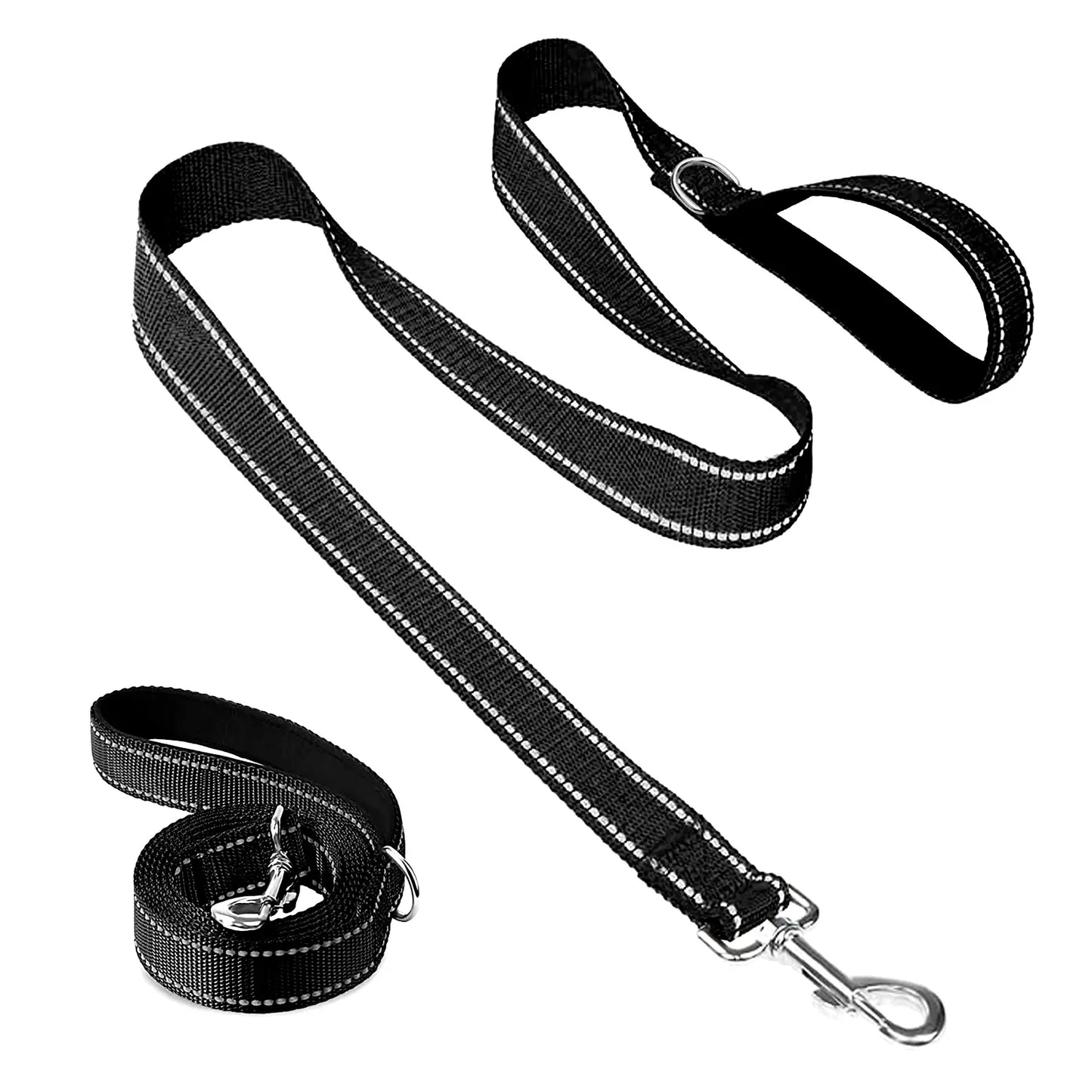 【Furlyn】Tactical Dog Leash Heavy Duty, 4-6FT Shock Absorbing Bungee Lead with 2 Padded Handle, Metal Carabiner Clip, Car Seatbelt, Strong No Pull Leash for Medium Large X-Large Dogs