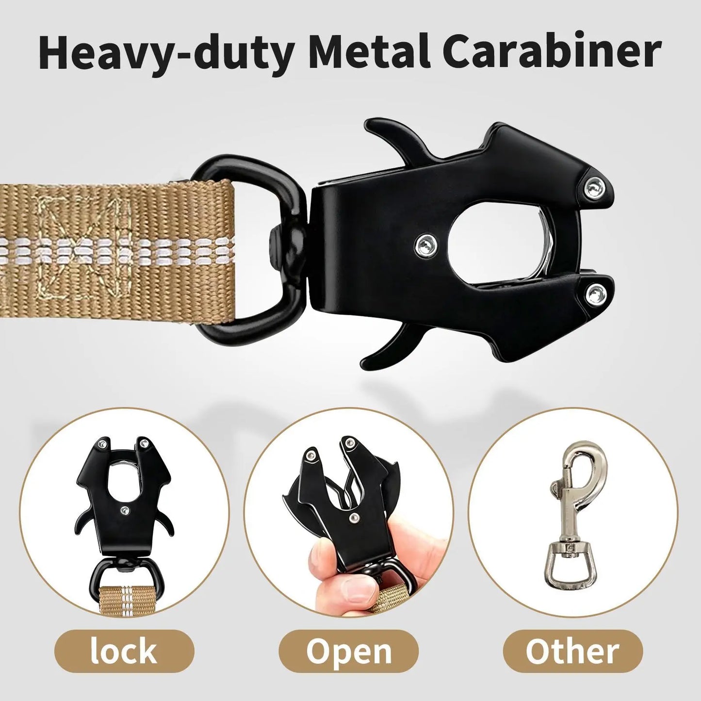 【Furlyn】Tactical Dog Leash Heavy Duty, 4-6FT Shock Absorbing Bungee Lead with 2 Padded Handle, Metal Carabiner Clip, Car Seatbelt, Strong No Pull Leash for Medium Large X-Large Dogs