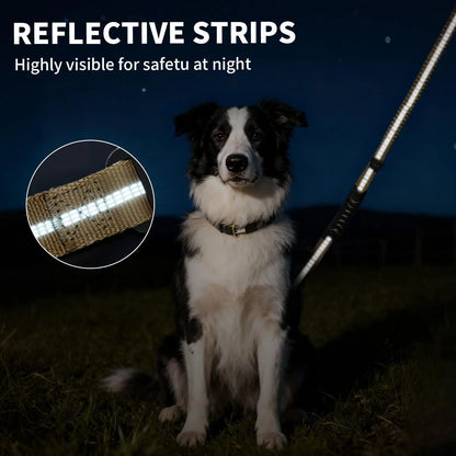 【Furlyn】Tactical Dog Leash Heavy Duty, 4-6FT Shock Absorbing Bungee Lead with 2 Padded Handle, Metal Carabiner Clip, Car Seatbelt, Strong No Pull Leash for Medium Large X-Large Dogs